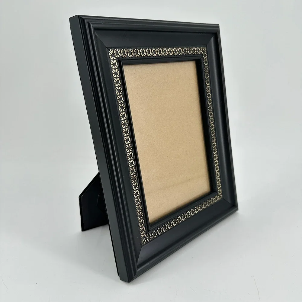Black 5x7 Picture Frame with Silver Filigree Star Border Tabletop Decor